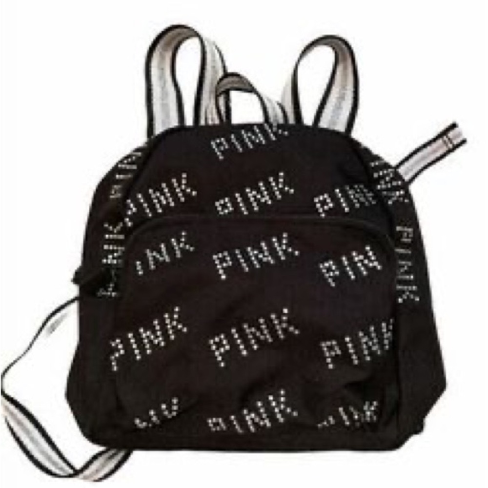 PINK Victoria's Secret Black &  White Rhinestone embellished Backpack